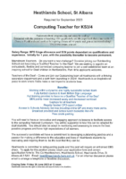 Computing Teacher for KS3KS4 Vacancy June2023 readvertise