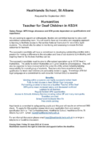 Humanities Teacher for KS2KS4 Vacancy June2023 readvertise