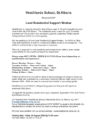 Lead Residential Support Worker vacancy June2024