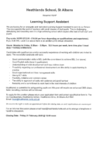 Learning Support Assistant vacancy Jan2025