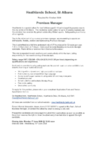 Premises Manager vacancy May2026