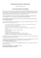Learning Support Assistant vacancy Sept2026