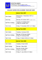 Term Dates 2027-2028
